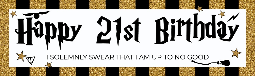 Happy 21st Birthday Banner - Wizard Witch Design - Custom Text | Cool Hippo